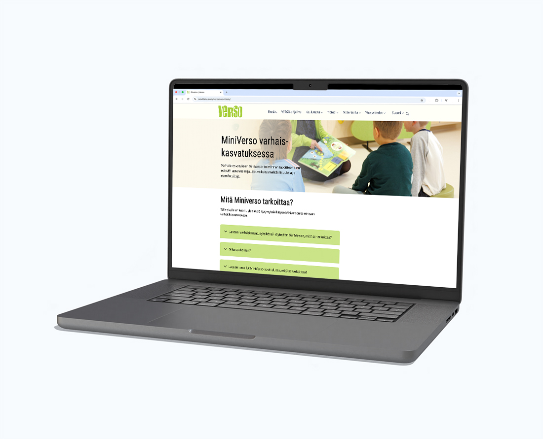 Verkkosivujen laptop-näkymä.